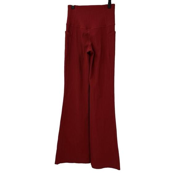 Athleta Candy Red Salutation Stash Ribbed Flare Leggings size XS - Picture 8 of 11